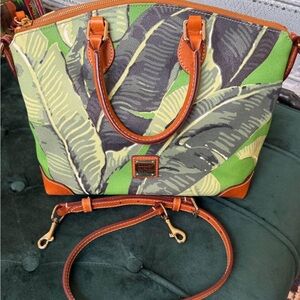 Dooney & Bourke Tropical Green and Tan Satchel